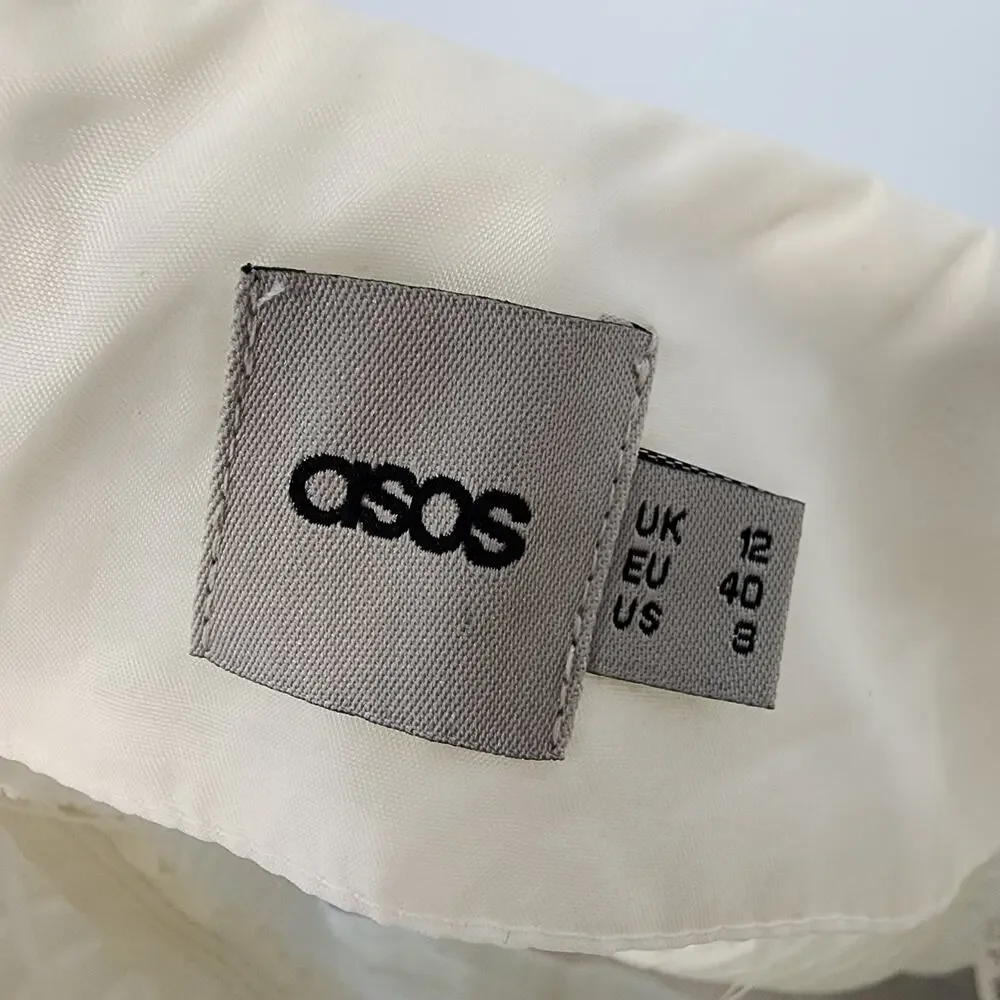 ASOS Womens Quilted Shorts Size 8 Ivory High Waist Pocket Chic City Stylish Posh - Picture 9 of 11